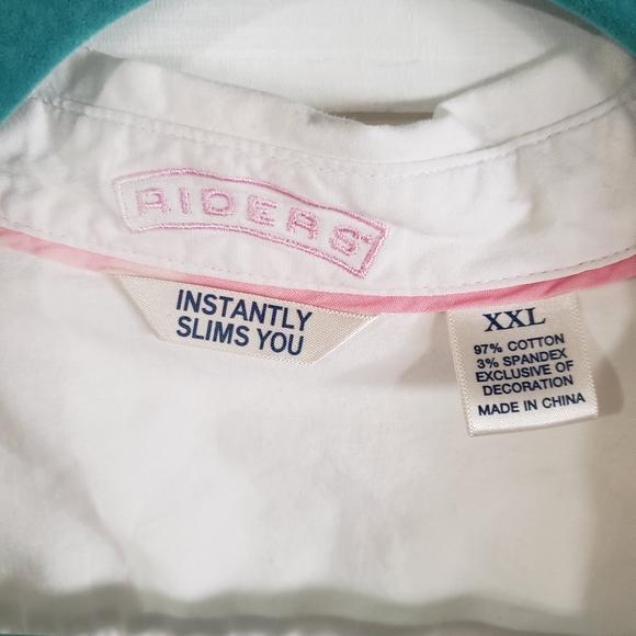 Riders XXL Instant Slim Button Up Shirt, Soft White - Picture 1 of 5
